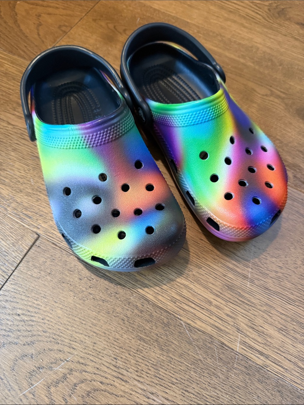 Kids CROCs Rainbow Tie-Dye Clog Shoes - Comfortable Slip-On Sandals